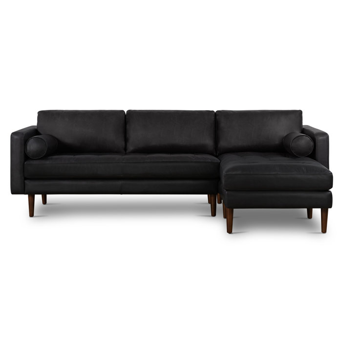 Steelside™ Bismarck 2 Piece Leather Sectional & Reviews Wayfair
